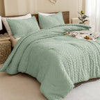 ANGENIA Comforter Set, 3 Pieces Fluffy Cream Boho Bedding Comforters Set, Soft Lightweight Tufted Down Alternative Bed Set for All Season