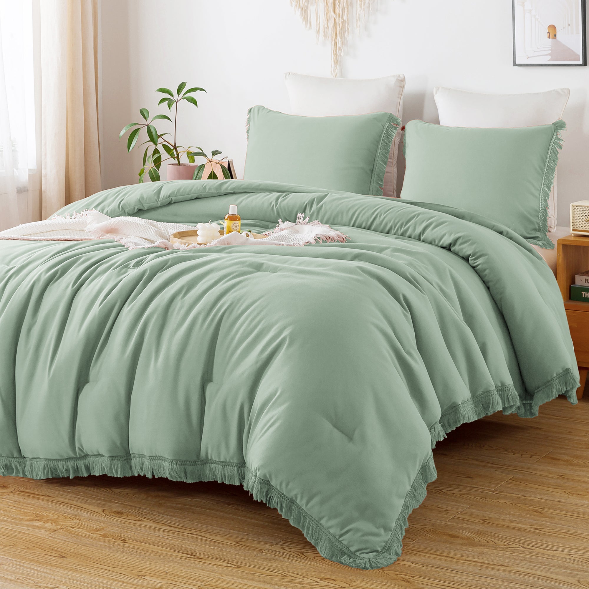 Tassel Soft Fluffy Comforter Sets 3 Pieces