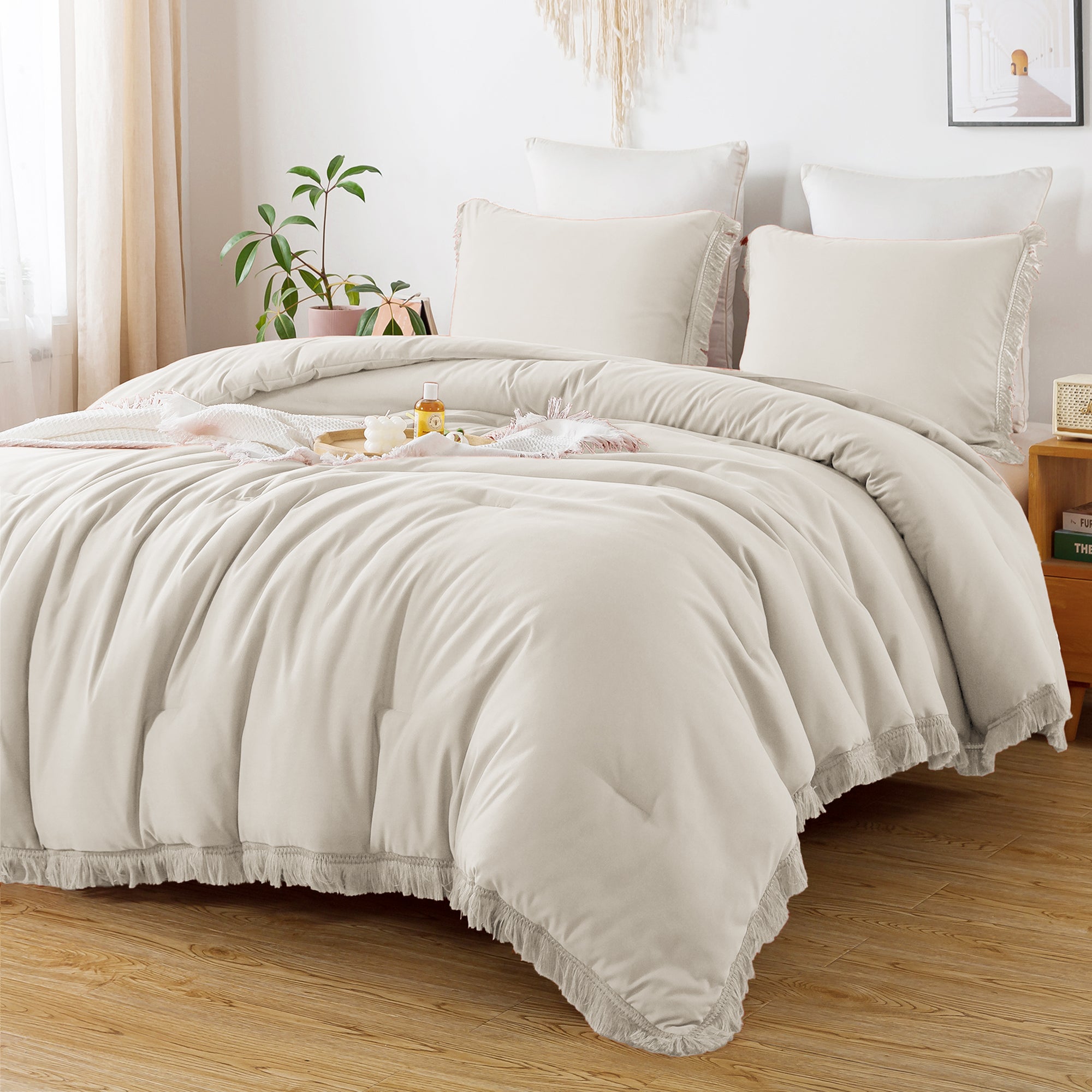 Tassel Soft Fluffy Comforter Sets 3 Pieces