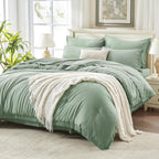 Andency 7 Pieces Comforter Sets -  Bed in a Bag Soft Fluffy Bedding Comforter Sets - Lightweight Cream Boho Tassel Bed Set with Comforter, Sheets, Pillowcases & Shams
