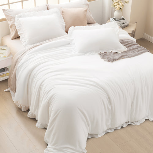 3 Pieces Modern Farmhouse Ruffle Bedding Comforter Sets
