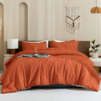 ANGENIA Comforter Set, 3 Pieces Fluffy Cream Boho Bedding Comforters Set, Soft Lightweight Tufted Down Alternative Bed Set for All Season