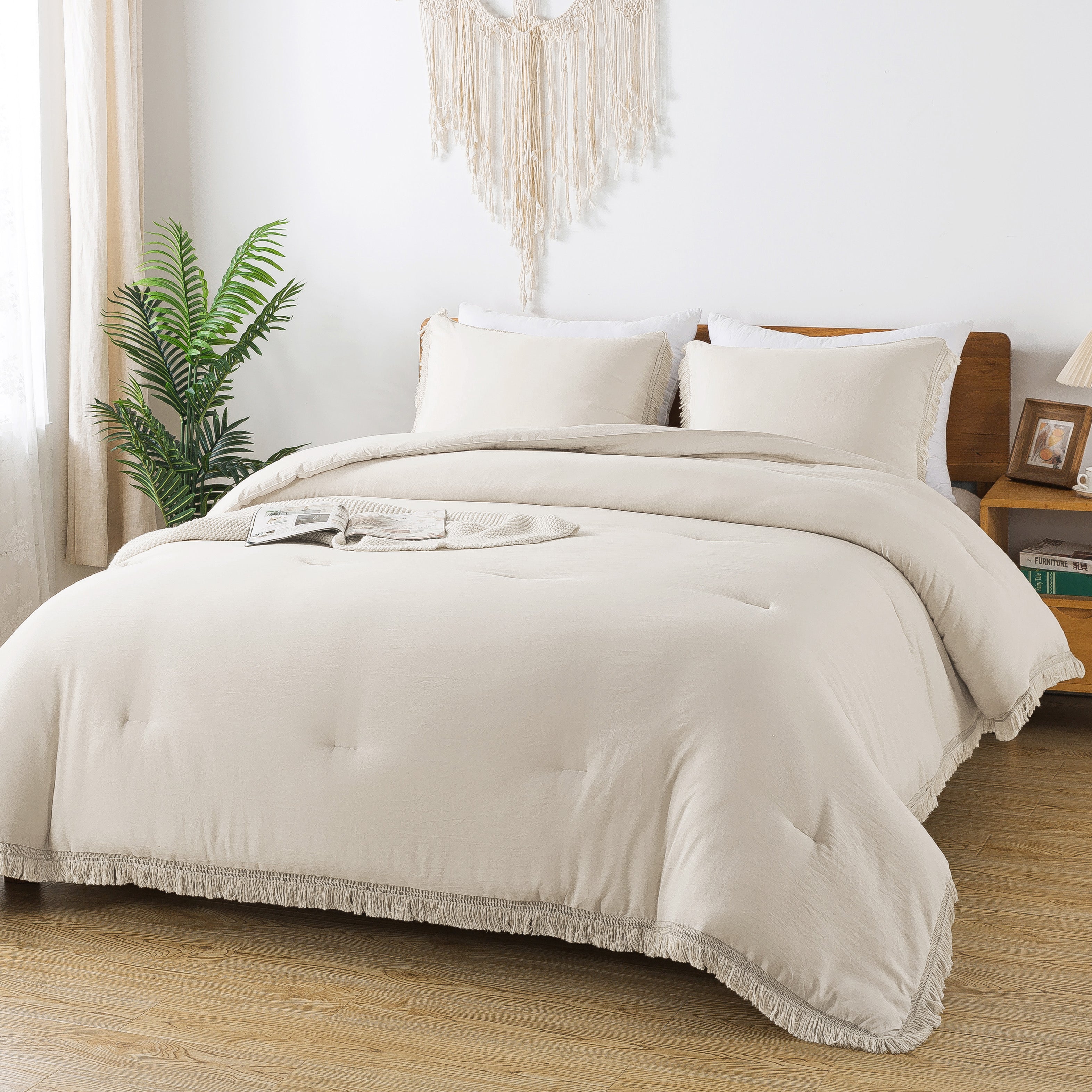 Tassel Soft Fluffy Comforter Sets 3 Pieces