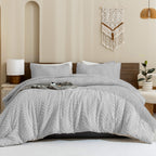 ANGENIA Comforter Set, 3 Pieces Fluffy Cream Boho Bedding Comforters Set, Soft Lightweight Tufted Down Alternative Bed Set for All Season