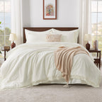 Andency 7 Pieces Comforter Sets -  Bed in a Bag Soft Fluffy Bedding Comforter Sets - Lightweight Cream Boho Tassel Bed Set with Comforter, Sheets, Pillowcases & Shams