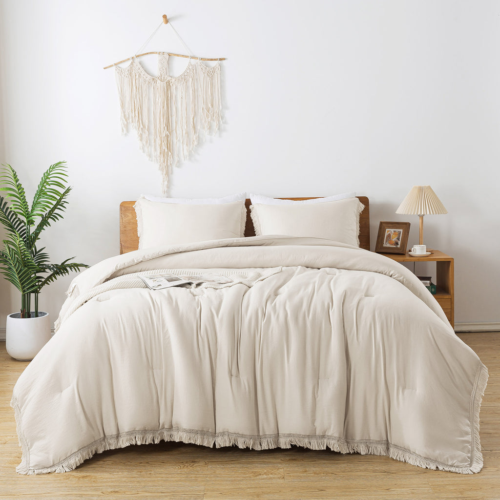 Tassel Soft Fluffy Comforter Sets 3 Pieces