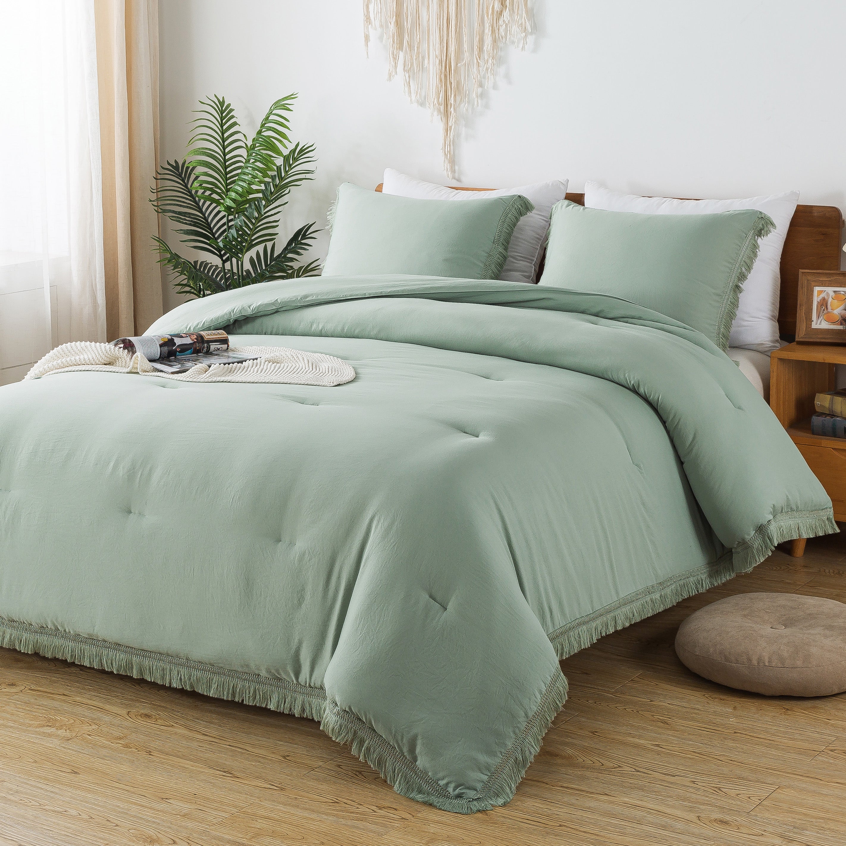 Tassel Soft Fluffy Comforter Sets 3 Pieces