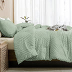 ANGENIA Comforter Set, 3 Pieces Fluffy Cream Boho Bedding Comforters Set, Soft Lightweight Tufted Down Alternative Bed Set for All Season
