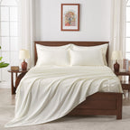 Andency 7 Pieces Comforter Sets -  Bed in a Bag Soft Fluffy Bedding Comforter Sets - Lightweight Cream Boho Tassel Bed Set with Comforter, Sheets, Pillowcases & Shams