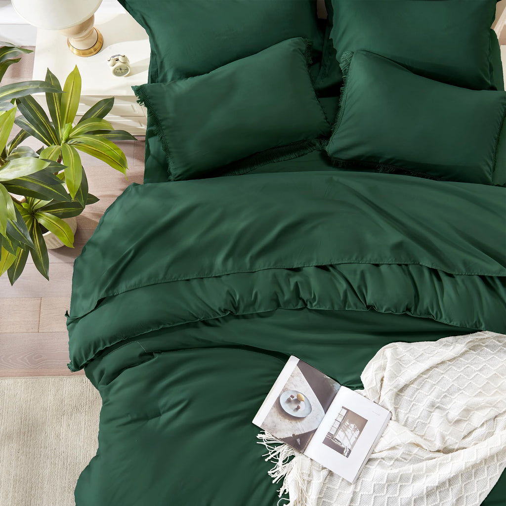 Andency 7 Pieces Comforter Sets -  Bed in a Bag Soft Fluffy Bedding Comforter Sets - Lightweight Cream Boho Tassel Bed Set with Comforter, Sheets, Pillowcases & Shams