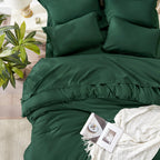 Andency 7 Pieces Comforter Sets -  Bed in a Bag Soft Fluffy Bedding Comforter Sets - Lightweight Cream Boho Tassel Bed Set with Comforter, Sheets, Pillowcases & Shams