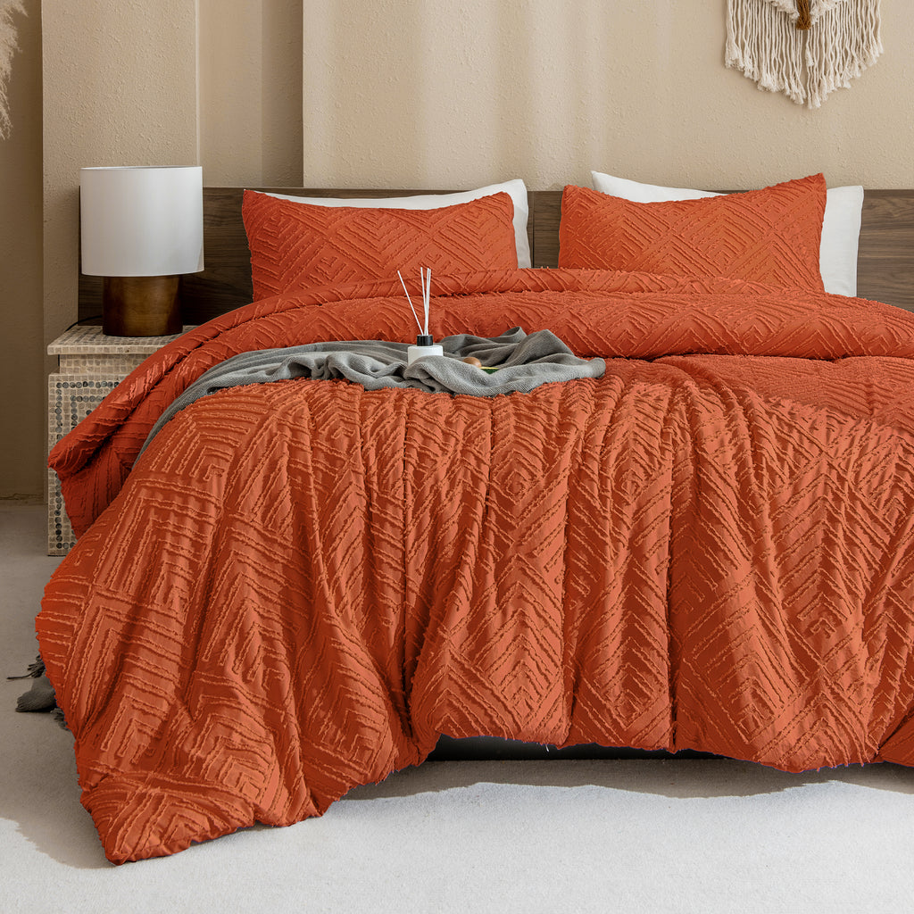 ANGENIA Comforter Set, 3 Pieces Fluffy Cream Boho Bedding Comforters Set, Soft Lightweight Tufted Down Alternative Bed Set for All Season
