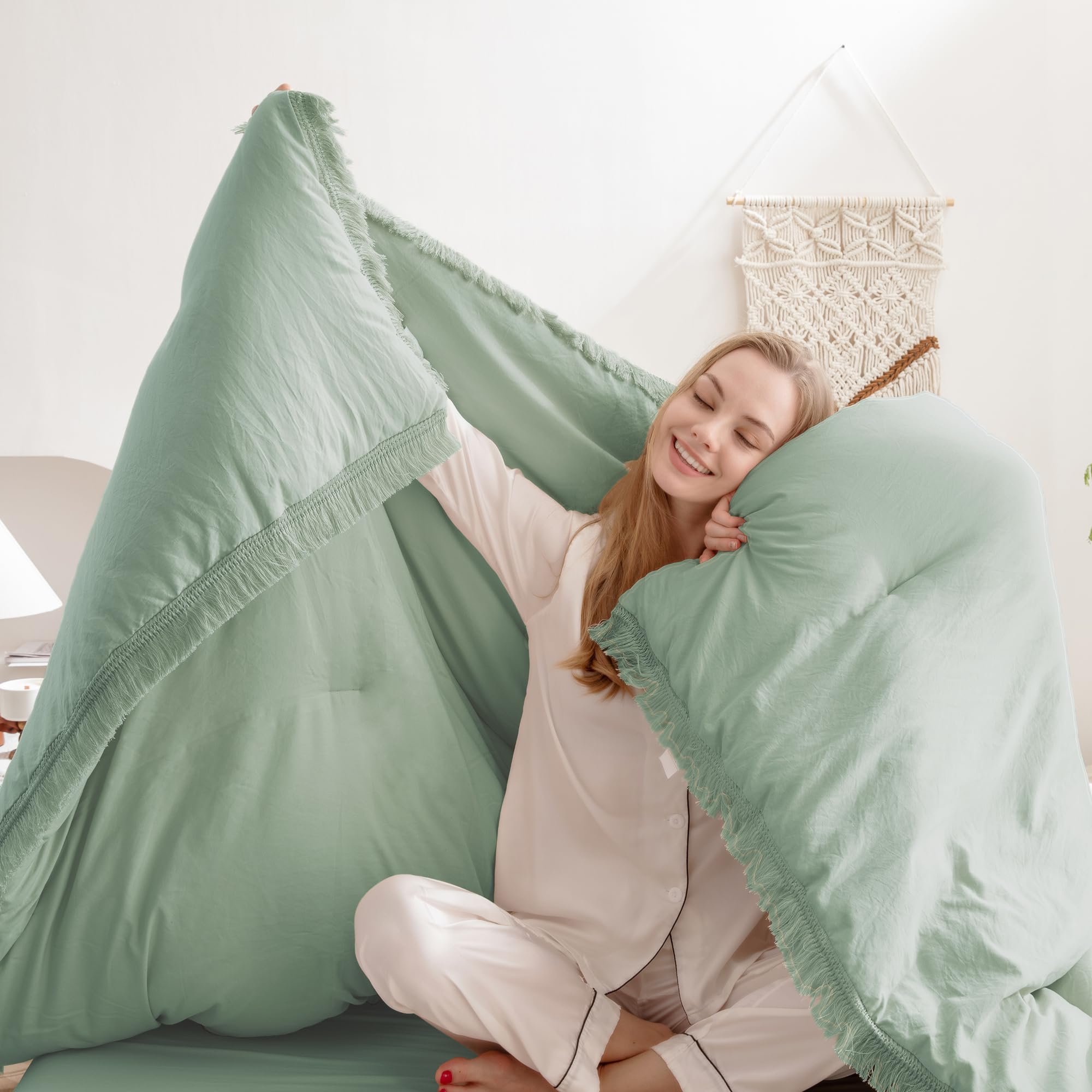 Tassel Soft Fluffy Comforter Sets 3 Pieces