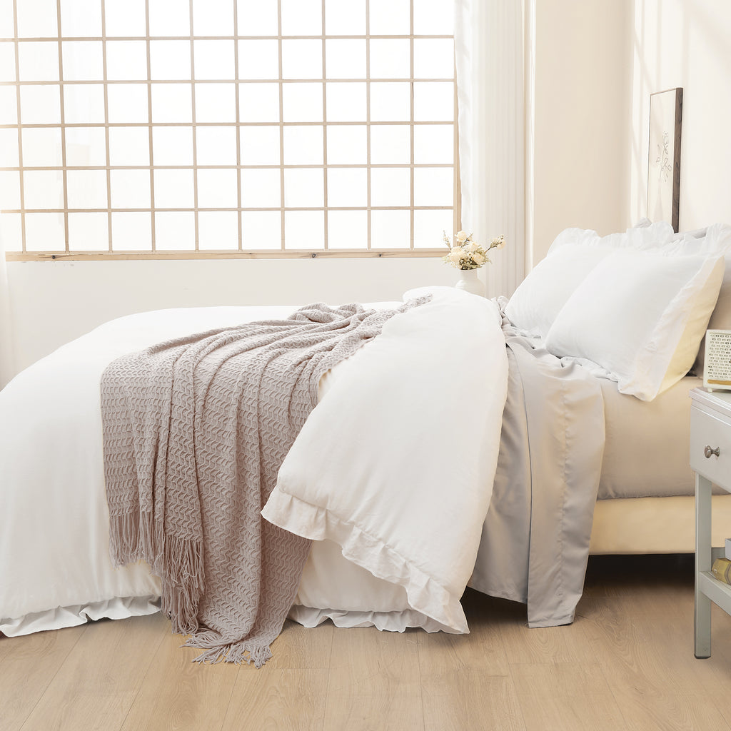 3 Pieces Modern Farmhouse Ruffle Bedding Comforter Sets