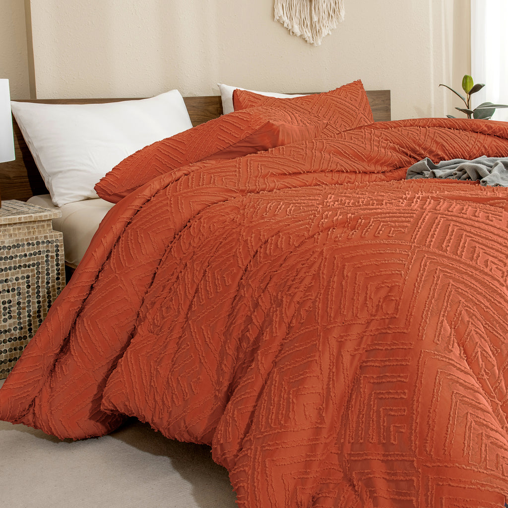 ANGENIA Comforter Set, 3 Pieces Fluffy Cream Boho Bedding Comforters Set, Soft Lightweight Tufted Down Alternative Bed Set for All Season