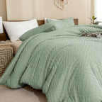 ANGENIA Comforter Set, 3 Pieces Fluffy Cream Boho Bedding Comforters Set, Soft Lightweight Tufted Down Alternative Bed Set for All Season