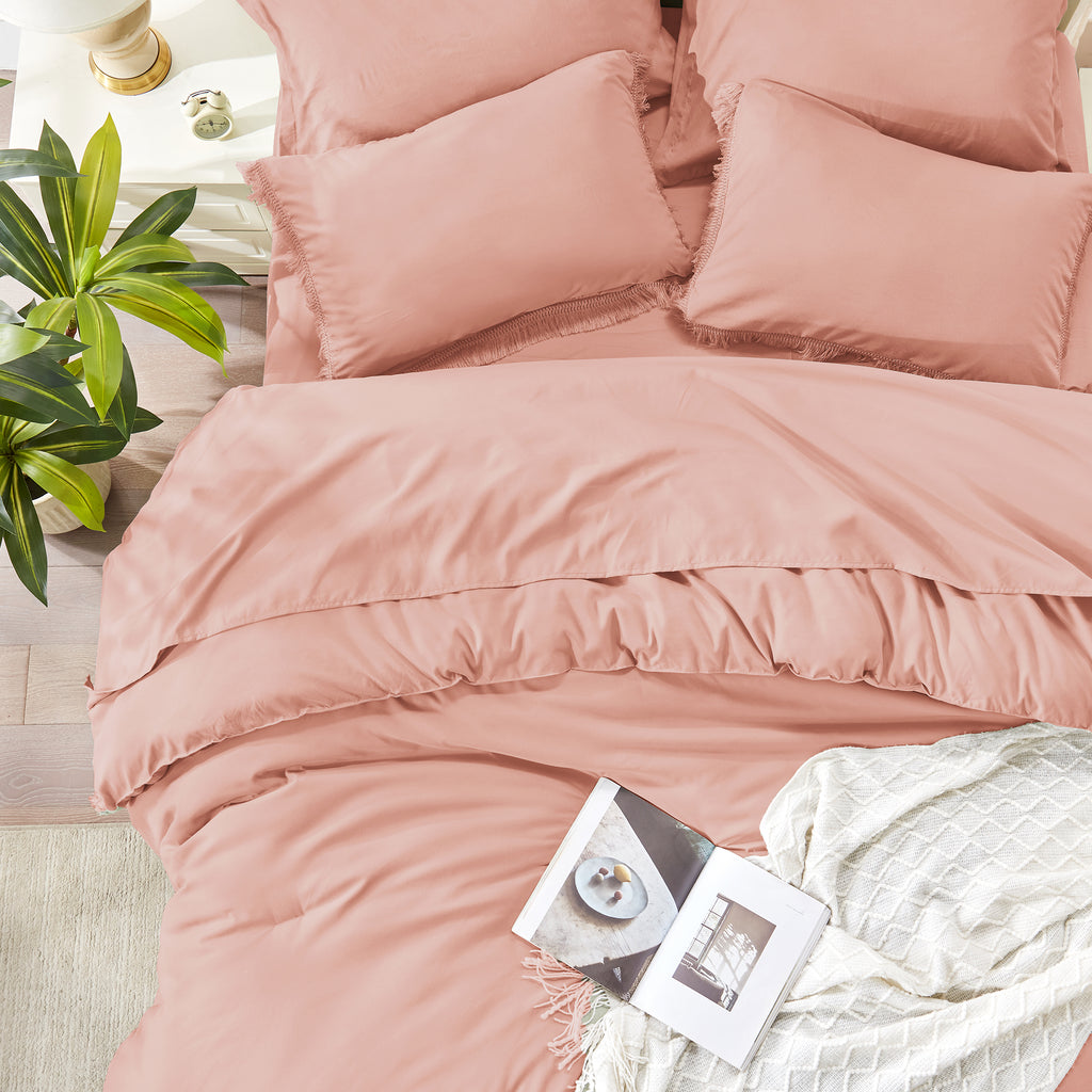 Andency 7 Pieces Comforter Sets -  Bed in a Bag Soft Fluffy Bedding Comforter Sets - Lightweight Cream Boho Tassel Bed Set with Comforter, Sheets, Pillowcases & Shams