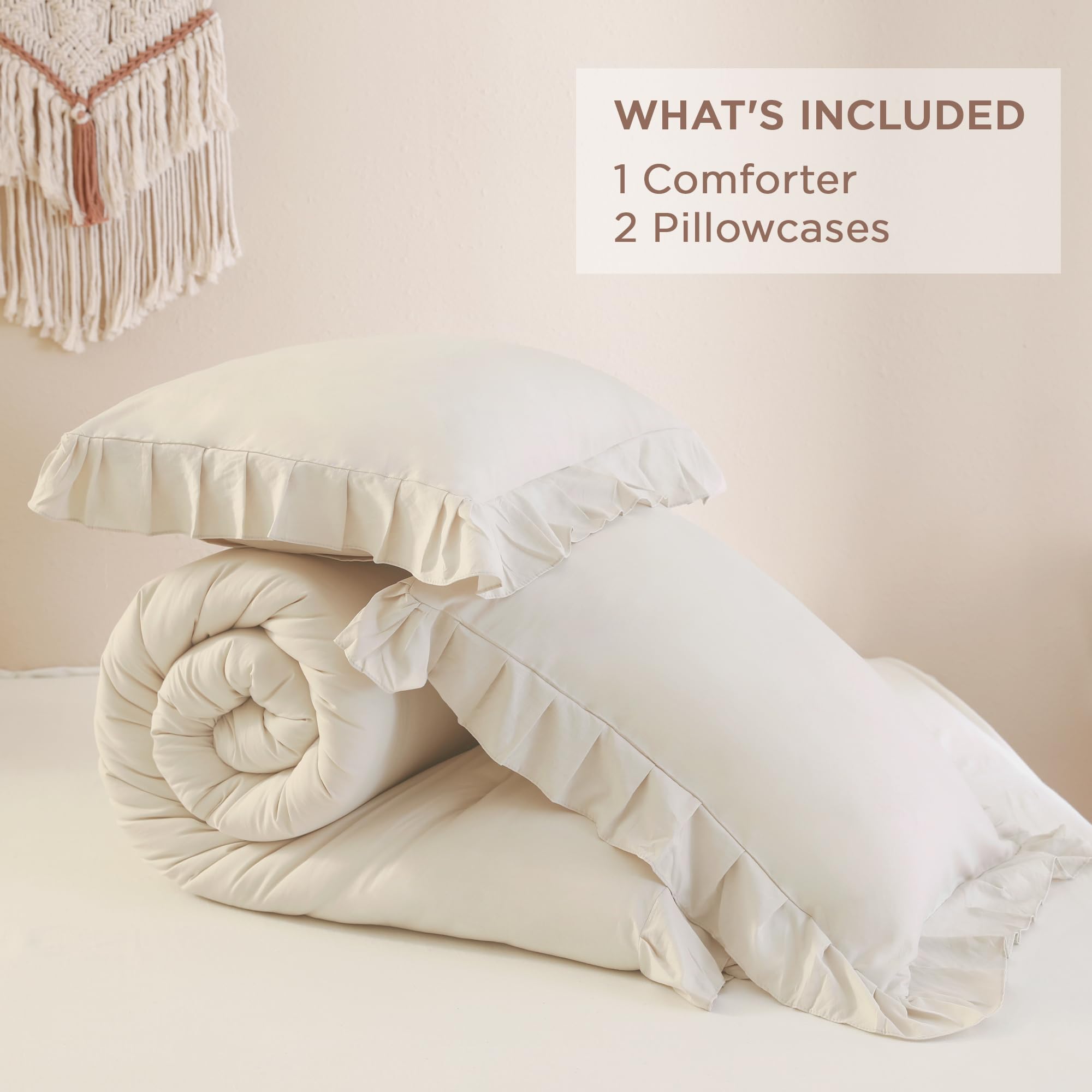 3 Pieces Modern Farmhouse Ruffle Bedding Comforter Sets