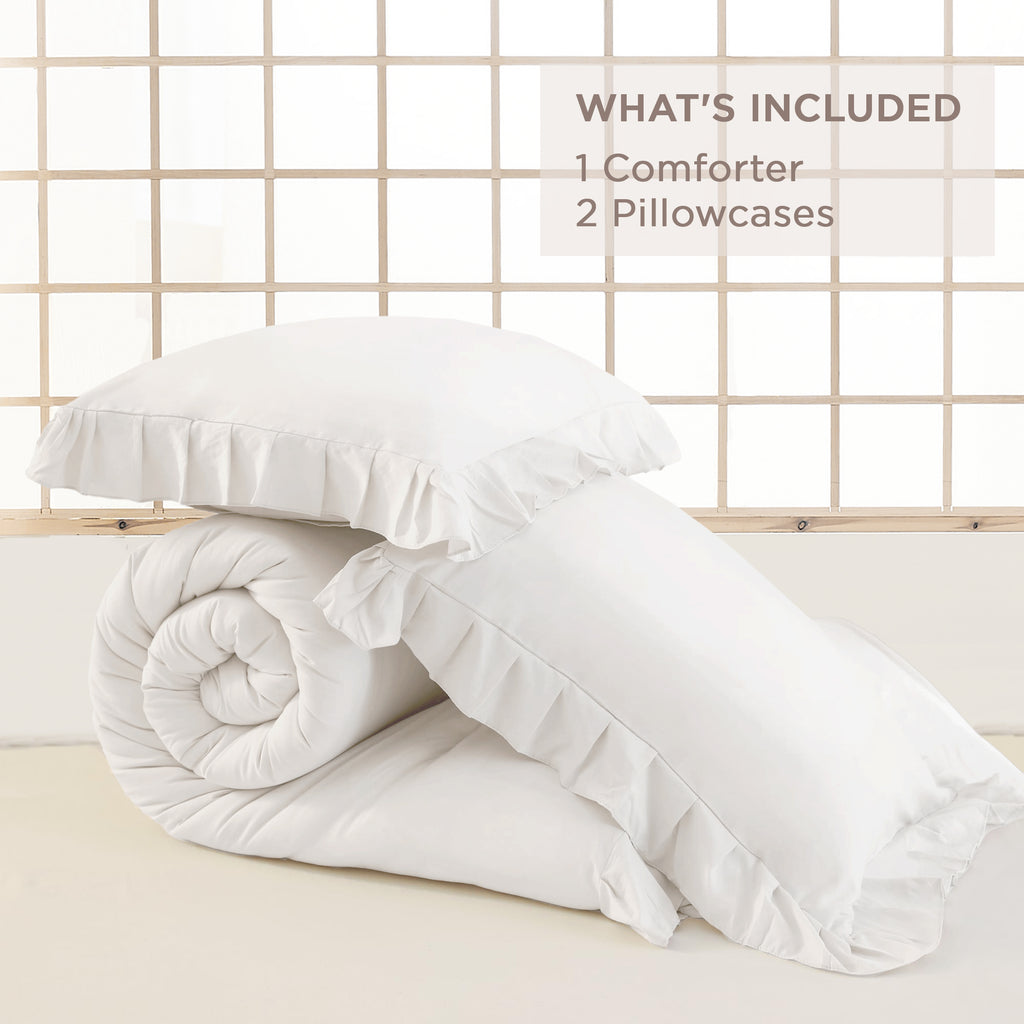 3 Pieces Modern Farmhouse Ruffle Bedding Comforter Sets