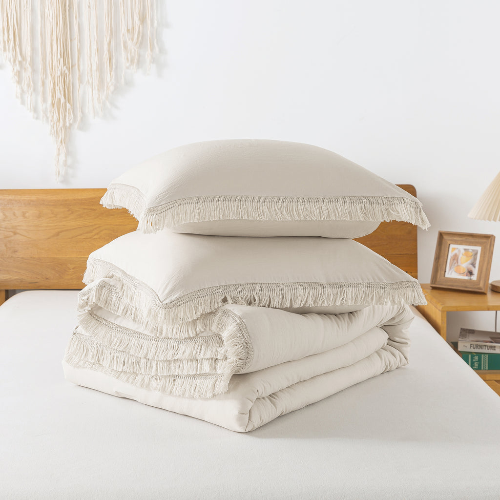 Tassel Soft Fluffy Comforter Sets 3 Pieces