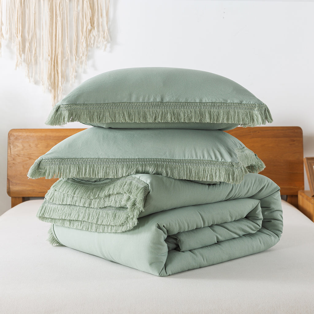 Tassel Soft Fluffy Comforter Sets 3 Pieces