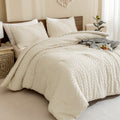 ANGENIA Comforter Set, 3 Pieces Fluffy Cream Boho Bedding Comforters Set, Soft Lightweight Tufted Down Alternative Bed Set for All Season