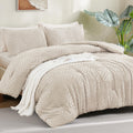ANGENIA Bohemian Cream Comforter Set with Sheet, 7 Pieces Bed in a Bag Soft Lightweight Fluffy Tufted All Season Bed Set with Comforter, Sheets, Pillowcases & Shams