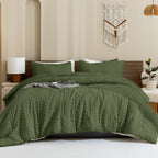 ANGENIA Comforter Set, 3 Pieces Fluffy Cream Boho Bedding Comforters Set, Soft Lightweight Tufted Down Alternative Bed Set for All Season