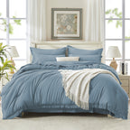 Andency 7 Pieces Comforter Sets -  Bed in a Bag Soft Fluffy Bedding Comforter Sets - Lightweight Cream Boho Tassel Bed Set with Comforter, Sheets, Pillowcases & Shams