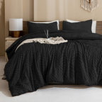 ANGENIA Comforter Set, 3 Pieces Fluffy Cream Boho Bedding Comforters Set, Soft Lightweight Tufted Down Alternative Bed Set for All Season