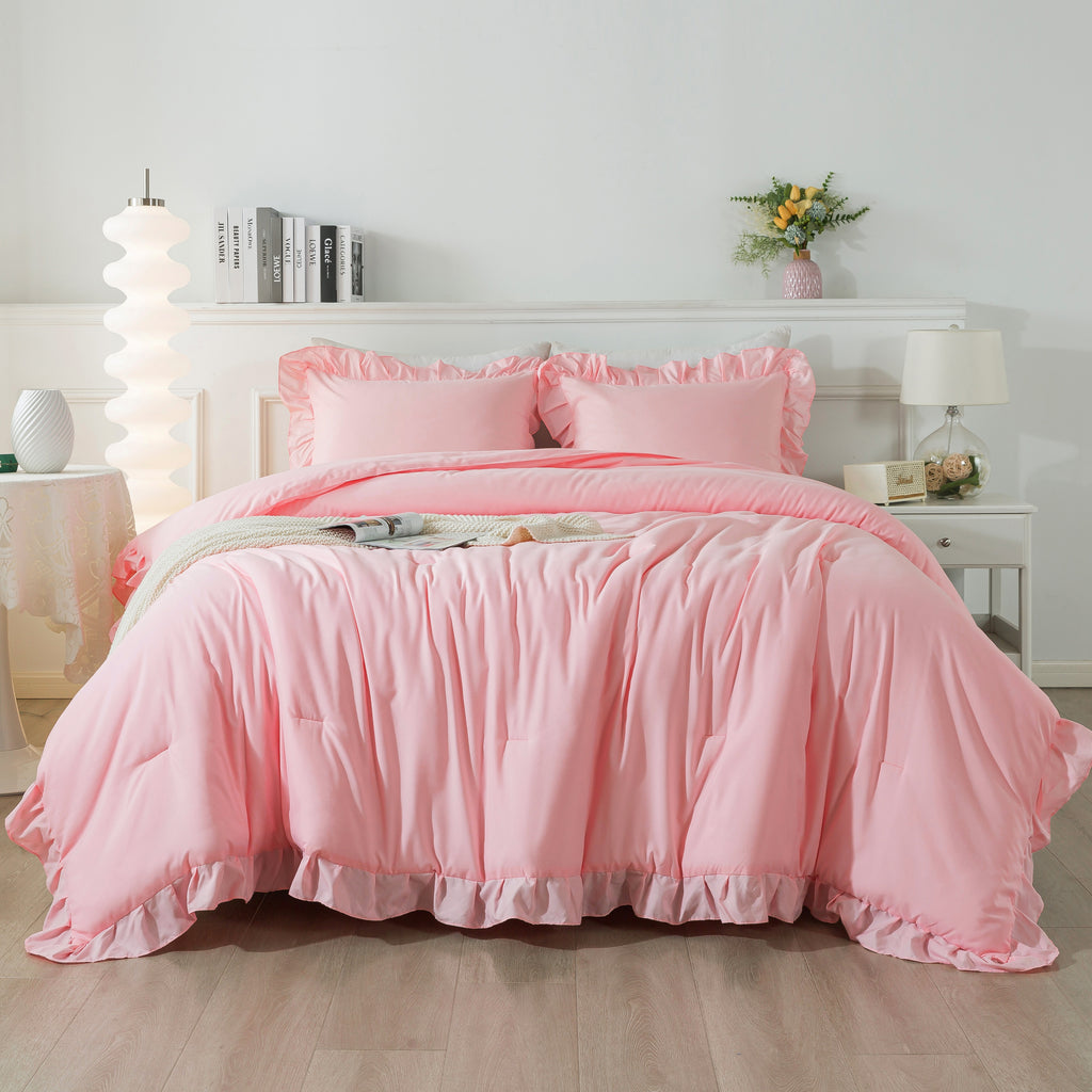 3 Pieces Modern Farmhouse Ruffle Bedding Comforter Sets