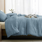 ANGENIA Comforter Set, 3 Pieces Fluffy Cream Boho Bedding Comforters Set, Soft Lightweight Tufted Down Alternative Bed Set for All Season