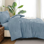 ANGENIA Bohemian Cream Comforter Set with Sheet, 7 Pieces Bed in a Bag Soft Lightweight Fluffy Tufted All Season Bed Set with Comforter, Sheets, Pillowcases & Shams