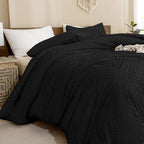 ANGENIA Comforter Set, 3 Pieces Fluffy Cream Boho Bedding Comforters Set, Soft Lightweight Tufted Down Alternative Bed Set for All Season