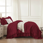 ANGENIA 3 Pieces Ruffle Comforter Set,  Solid Farmhouse Bedding Comforter Sets, Cozy Fluffy Lightweight Down Alternative Bed Set for Girls Teens Women Men