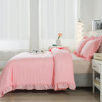 3 Pieces Modern Farmhouse Ruffle Bedding Comforter Sets