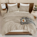 ANGENIA Comforter Set, 3 Pieces Fluffy Cream Boho Bedding Comforters Set, Soft Lightweight Tufted Down Alternative Bed Set for All Season