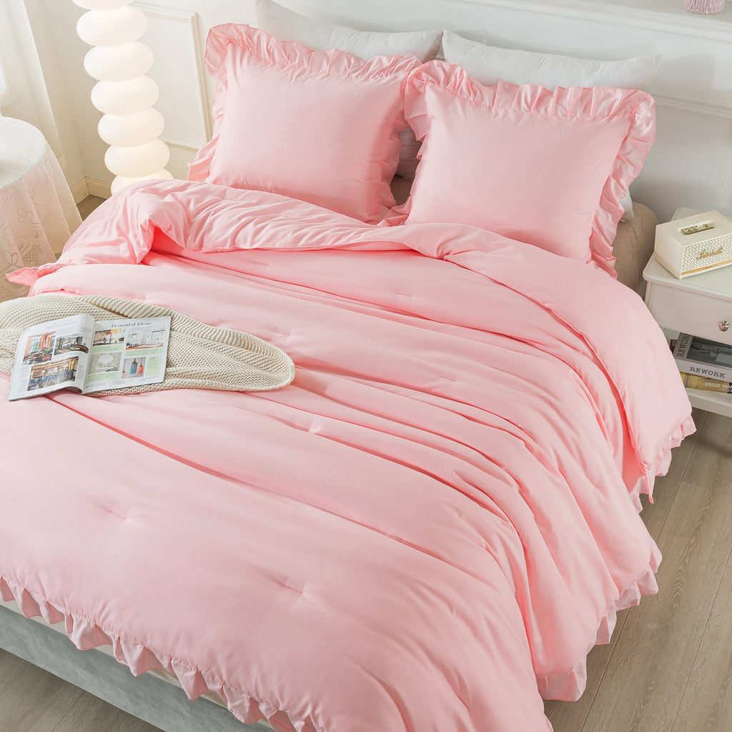 3 Pieces Modern Farmhouse Ruffle Bedding Comforter Sets