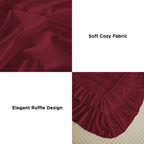 ANGENIA 3 Pieces Ruffle Comforter Set,  Solid Farmhouse Bedding Comforter Sets, Cozy Fluffy Lightweight Down Alternative Bed Set for Girls Teens Women Men