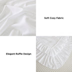 ANGENIA 3 Pieces Ruffle Comforter Set,  Solid Farmhouse Bedding Comforter Sets, Cozy Fluffy Lightweight Down Alternative Bed Set for Girls Teens Women Men
