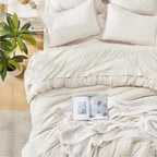 Andency 7 Pieces Comforter Sets -  Bed in a Bag Soft Fluffy Bedding Comforter Sets - Lightweight Cream Boho Tassel Bed Set with Comforter, Sheets, Pillowcases & Shams