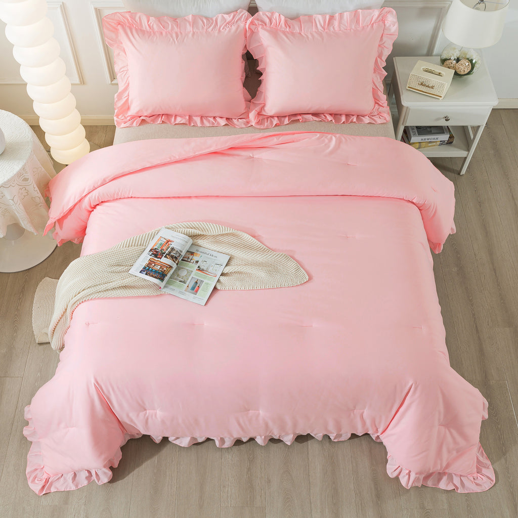 3 Pieces Modern Farmhouse Ruffle Bedding Comforter Sets