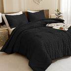 ANGENIA Comforter Set, 3 Pieces Fluffy Cream Boho Bedding Comforters Set, Soft Lightweight Tufted Down Alternative Bed Set for All Season