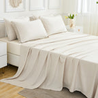 Andency 7 Pieces Comforter Sets -  Bed in a Bag Soft Fluffy Bedding Comforter Sets - Lightweight Cream Boho Tassel Bed Set with Comforter, Sheets, Pillowcases & Shams