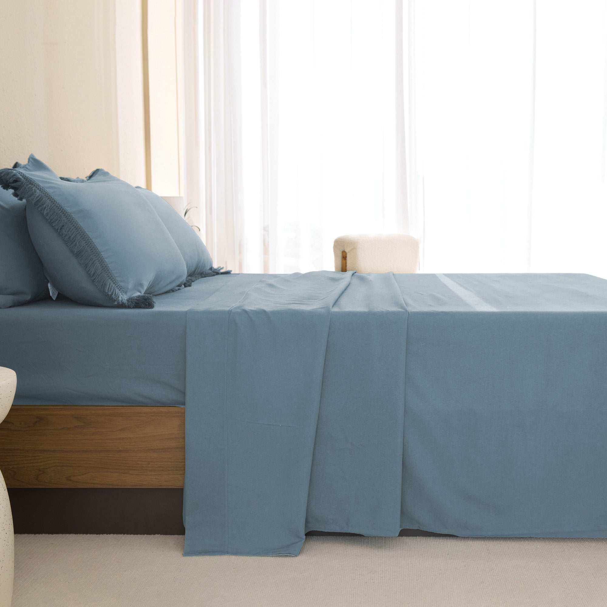 Andency 7 Pieces Comforter Sets -  Bed in a Bag Soft Fluffy Bedding Comforter Sets - Lightweight Cream Boho Tassel Bed Set with Comforter, Sheets, Pillowcases & Shams