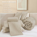 ANGENIA Bohemian Cream Comforter Set with Sheet, 7 Pieces Bed in a Bag Soft Lightweight Fluffy Tufted All Season Bed Set with Comforter, Sheets, Pillowcases & Shams