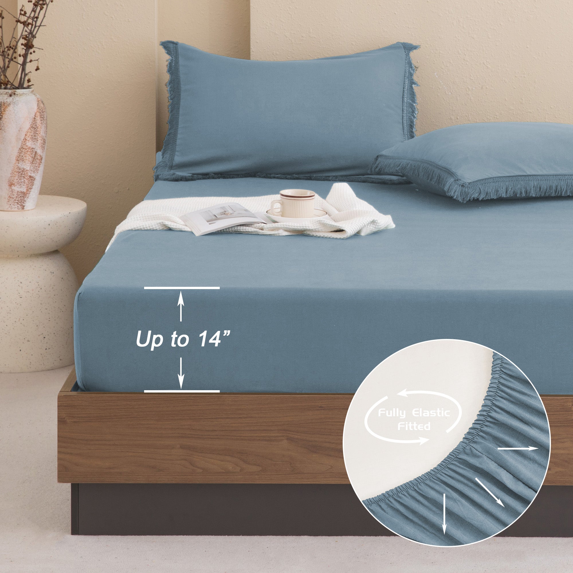 Andency 7 Pieces Comforter Sets -  Bed in a Bag Soft Fluffy Bedding Comforter Sets - Lightweight Cream Boho Tassel Bed Set with Comforter, Sheets, Pillowcases & Shams