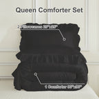 ANGENIA 3 Pieces Ruffle Comforter Set,  Solid Farmhouse Bedding Comforter Sets, Cozy Fluffy Lightweight Down Alternative Bed Set for Girls Teens Women Men