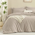 ANGENIA Comforter Sets - 7 Pieces Cream Bed in a Bag, Solid Warm Elegant Cozy Fluffy Bed Set with Comforter, Sheets, Pillowcases & Shams