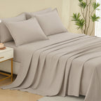 ANGENIA Comforter Sets - 7 Pieces Cream Bed in a Bag, Solid Warm Elegant Cozy Fluffy Bed Set with Comforter, Sheets, Pillowcases & Shams